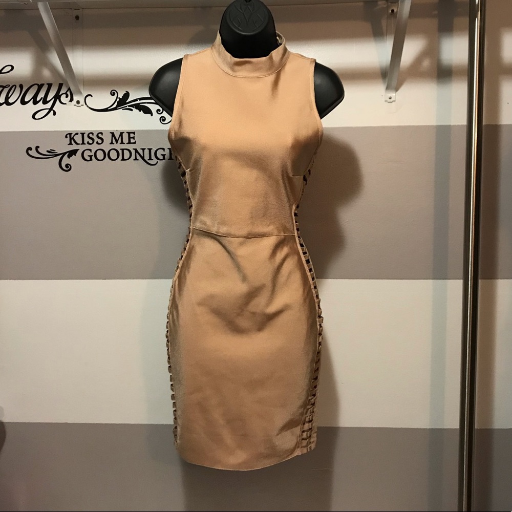 FASHION NOVA NUDE/BLUSH STRETCH DRESS